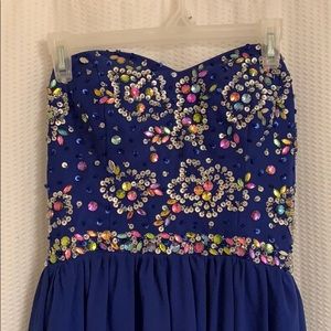 Royal blue sequin prom dress